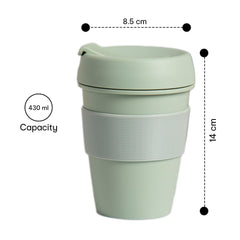Anko 430ml Reusable Travel Cup |Beverage Sipper | Leak-Proof and Reusable | BPA Free | Ideal for Home, Office, Kitchen, Gifting, Traveling| Dishwasher and Microwave Safe| Sage Green | Set of 2