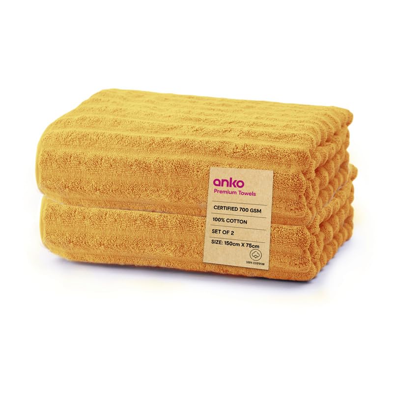 Anko 100% Cotton Madison 350 GSM | Latte Bath Towel | 135 x 68 cm Large Size Bath Towel | Travel, Gym, Spa, Salon Towel