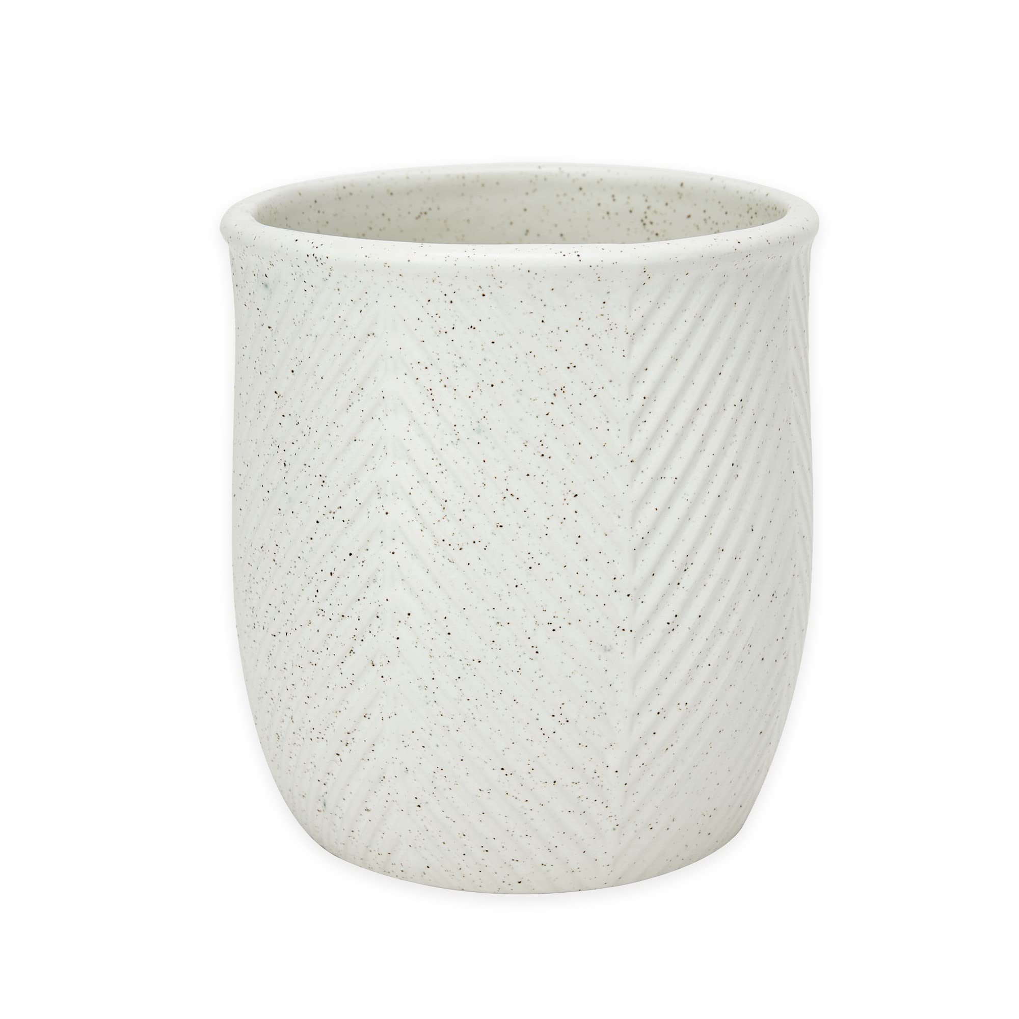 Anko Stoneware Flower Pot for Home Decor | Textured White Planter for Home, Office, Garden, Balcony | 13 Cm (H) x 12 Cm (D) (1 Pc)