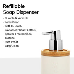 Anko Soap Dispenser Reactive Glaze - Set of 2 - Stylish Ceramic Bath Accessory Set | Durable Plastic Sprayer | Natural Finish | 18.5x8.2cm